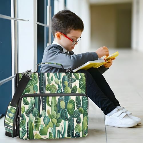 ALAZA Cactus Green Plants Zipper Binder 3 Ring Binder with 500 Sheet Capacity for School, College, Office