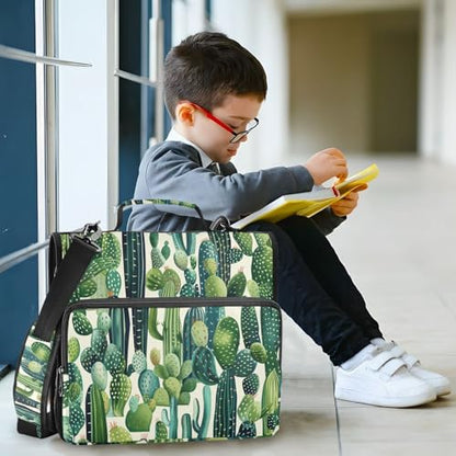 ALAZA Cactus Green Plants Zipper Binder 3 Ring Binder with 500 Sheet Capacity for School, College, Office