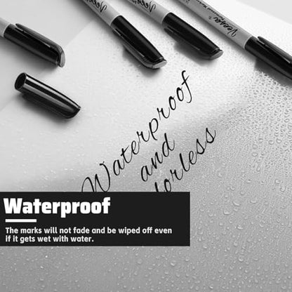VEESA Permanent Markers Ultra Fine Point (0.4mm), 30 Pack, Black | Quick Drying, Waterproof, Fade-Resistant - size: 1 Count (Pack of 30)