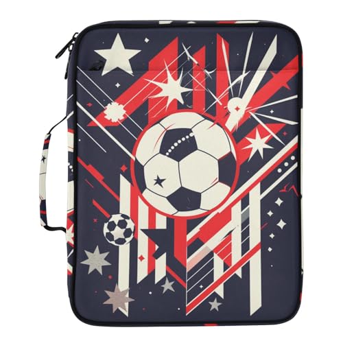 Black Soccer Stripe Accordion File Organizer Expanding File Folder Zipper Binder 3 Ring with Handle 500 Sheets Capacity Document Organizer Storage Bag Multi Pockets Design - color: Black Soccer Stripe
