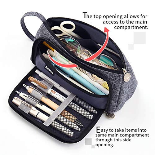 EASTHILL Big Capacity Pencil Case Pouch Pen Case Simple Stationery Bag School College Office Organizer for Teens Girls Adults Student - color: Black M