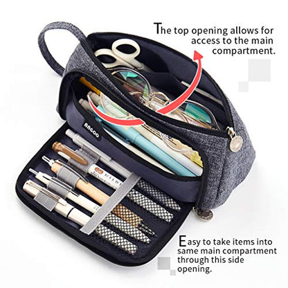 EASTHILL Big Capacity Pencil Case Pouch Pen Case Simple Stationery Bag School College Office Organizer for Teens Girls Adults Student - color: Black M