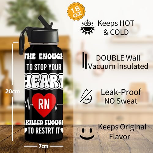 Custom Nurse Water Bottle 18/32oz Stainless Steel Insulated with Lid Personalized Nurse Gifts for Women Medical Staff Inspiration Gifts for Nurse Week Graduation Birthday Healthcare Worker - color: Design-10