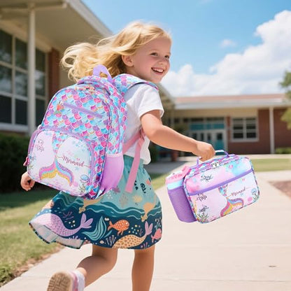 RHCPFOVR Kids Lunch Bag - Insulated Lunch Box for Boys Girls,Washable Lunch Bag and Reusable Toddler Leak-proof Lunchbox for School and Daycare - color: Blue Mermaid