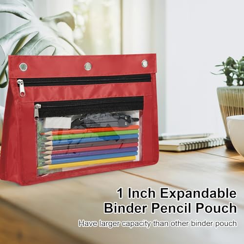 YoeeJob 18 Pack 1 Inch Expandable Zipper Pencil Pouches with Clear Window for 3 Ring Binder, Suitable for School & Office（Colourful） - color: Colourful
