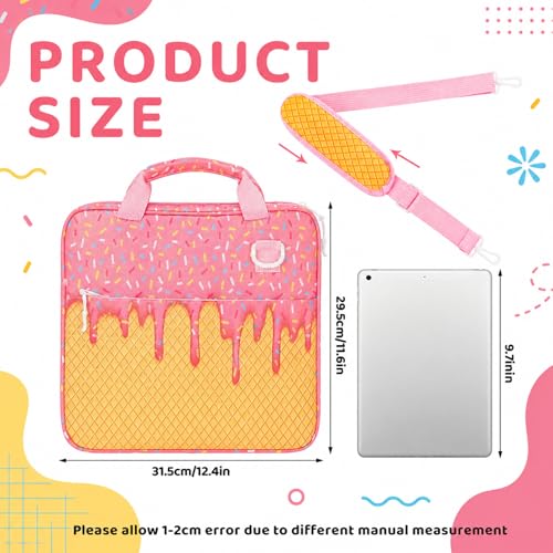 MiniInflat Baseball Drip Ice Cream Zippered Binder Bag with Handle 2-inch 3-Ring O-Ring, 600-sheet Capacity, Includes Zipper Pocket, Multi-Pocket Organizer Binder Sports(Ice Cream,Pink) - color: Pink, style: Ice Cream