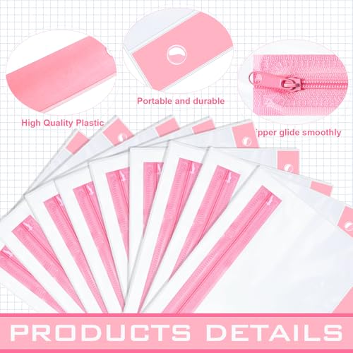 Feifeiya 30 Pcs Pencil Pouches with Zipper Clear Binder Pencil Pouches for 3 Ring Binder Bags Bulk for Office Supplies(Pink) - color: Pink