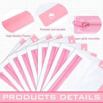 Feifeiya 30 Pcs Pencil Pouches with Zipper Clear Binder Pencil Pouches for 3 Ring Binder Bags Bulk for Office Supplies(Pink) - color: Pink