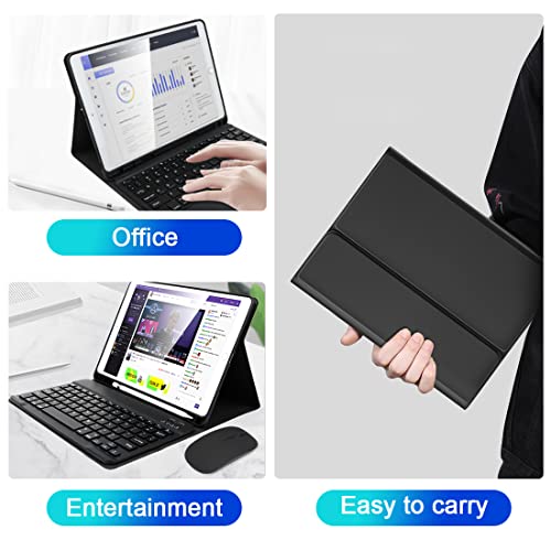 SOPPY Bluetooth Keyboard Case with Mouse for iPad 9th Gen 2021, 8th Gen 2020, 7th Gen 2019 10.2", Air 3 & Pro 10.5", Detachable Wireless Keyboard, Slim Protective Cover, Rechargeable, Black - color: Black, size: 10.2 & 10.5 inch