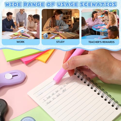 AmazingSpark 100 Pack Correction Tape Pen, 0.2" x 236" White Correction Tape Push Pull Protective Cover Easy to Use Applicator for Office Supplies