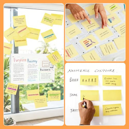960 Sheets 3 in x 5 in Large Sticky Notes, 76 x 127 mm 6 Pads Assorted Self-Stick Pads for Notebook,Office,School and Home,80 Sheets/Pad (12 Pads Yellow) - style: 12 Pads Yellow