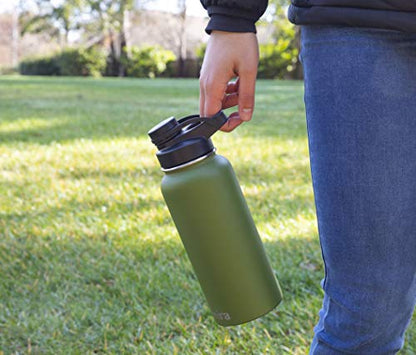 MIRA 32 oz Insulated Sports Bottle - Stainless Steel Temperature Control Thermo - Easy-Drink Spout (24Hr Cold/12Hr Hot) - Olive Green - color: Olive Green - 2 Lids