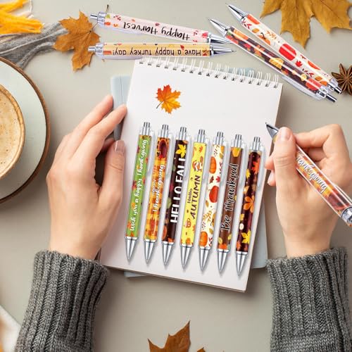 Cholemy 48 Pcs Thanksgiving Pens Bulk Fall Ballpoint Pens Autumn Maple Leaf Pumpkin Turkey Black Ink for Thanksgiving Party Autumn Harvest Gift Office Supplies - style: Fall
