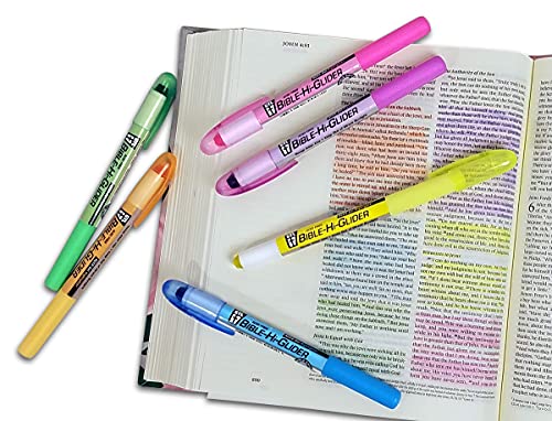 G.T. Luscombe Company, Inc. Accu-Gel Bible-Hi-Glider Bible Study Set | No Bleed Solid Gel Highlighter | No Smearing or Fading | Long Lasting Bright Translucent Colors (Set of 6) - size: 1-Set, style: Set of 6