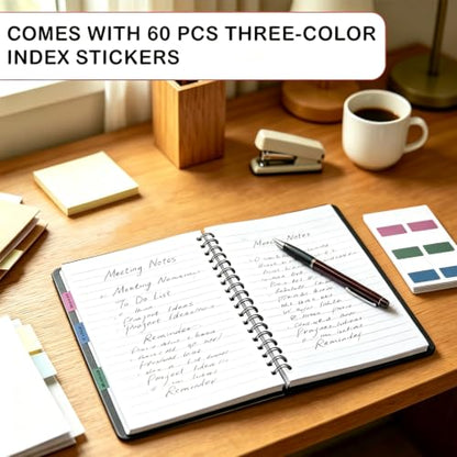 4 Pack Small Spiral Notebooks 3.5 x 5.5 in College Ruled, Mini Spiral Notebook, Waterproof 80 Sheets/160 Pages, Pocket Notebook with 120 Pcs Sticky Index Tabs for Home Office College School (Black) - size: 3.5 x 5.5in, style: Style 3
