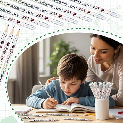 Tenceur 48 Pcs 2nd Graders Pencils Bulk Motivational Pencils with Erasers Inspirational Pencil with Back to School Supplies for Kids Student Teacher Classroom Reward - style: 2nd Graders