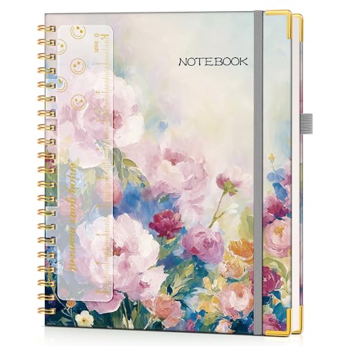 Hardcover Spiral Notebook Journal 8.5” x 11”, A4 Large Cute Notebooks for Women Men, Lined College Ruled Notebook, 100 GSM Paper, Spiral Bound Journals for Work School Note Taking Business, Watercolor Floral - color: Watercolor Floral, size: Lined