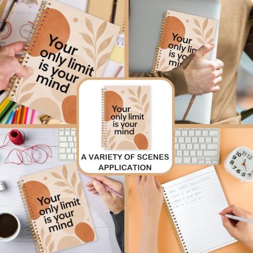 Motivational Gifts Spiral Notebook for Women Men 5.5x8.3 Inch | Inspirational Gifts for Women Men,Your Only Limit Is Your Mind Positive Affirmations Boho Botanical Neutral Notebook Journal - color: Bohemian plant style white