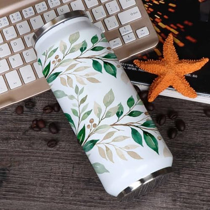 T&H XHome Spring Leaf 10oz Stainless Steel Tumbler with Lid & Straw-Double Wall Vacuum Insulated Travel Mug Green Leaves Summer Berries Water Bottle Coffee Beverage Drinks Cup - size: 10 Ounces