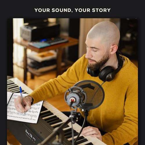 Beechmore Books Blank Sheet Music Notebook – A4 8.5"x11.5" for Songwriters, Musicians & Composers, 156 Thick 120gsm Pages, 10-Staff Perforated Sheets, Vegan Leather Hardcover, Elastic Closure, Gift Box - color: Charcoal Black