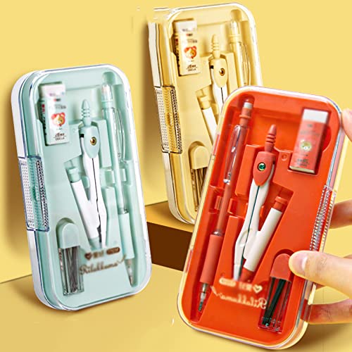 Math Geometry Kit Set Geometry Set Drawing Compass 0.7mm Mechanical Pencil Eraser Protractor Rulers Drafting Compass 8 Piece Set for Student Professional Precision Compass (Color : Grey) - color: Grey