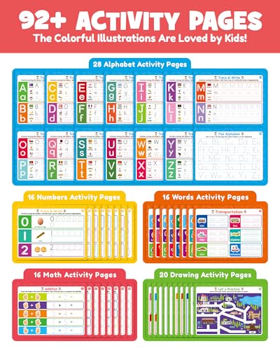 Magic Grooved Writing Practice Books for Kids, Large Grooved Handwriting Copybook, Reusable Learn to Write Number Letter Preschool Tracing Workbook for Kids Ages 3-8, Birthday Gifts Toys