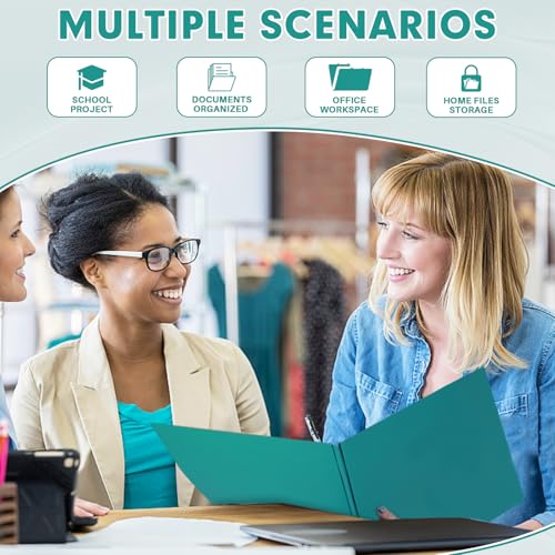 Two Pocket Folders, RAZCC 75 Pack Two Pocket Folders with Prongs, 3 Prong Folders Fit Letter Size Paper, Pocket File Folders for School Office Home Business, Turquoise - color: Turquoise
