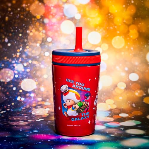 Zak Designs The Super Mario Galaxy Movie Kelso Toddler Cups For Travel or Home, 12oz Vacuum Insulated Stainless Steel Sippy Cup With Leak-Proof Design, BPA Free (Mario, Yoshi, Toad) - color: Mario, Yoshi, Toad