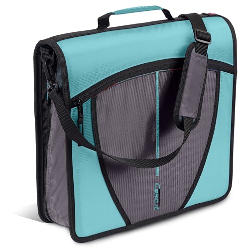 Case-it Mighty Zip Tab School Zipper Binder | 3-Inch O-Rings, 600-Sheet Capacity, 5-Subject Expanding File Folder, Multiple Pockets & Storage Organizer, Shoulder Strap | D-146 Spearmint - color: C Spearmint Blue, size: 1 Pack