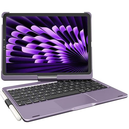 Keyboard Case iPad 10th 11th, Pro 11, Air 11" (M2-M4), (5th 4th Gen) Purple | Pekarejue 360 Rotatable, Trackpad, Backlit, Pencil Holder, Fit iPad Air 13 inch (M4 M3 M2), Pro 13 and Pro 12.9 (6th-3rd Gen) - color: Metallic Purple, size: iPad 11th/10th Gen,