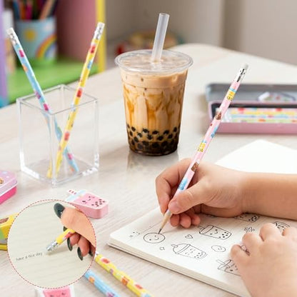 Xqumoi 60Pcs Bubble Tea Pencils with Eraser - Boba Milk Tea #2 HB Pencils, School Classroom Student Rewards Office Supply Holiday Gift Goodie Bag Fillers Stuffers Birthday Party Favors - style: Bubble Tea