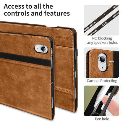 H HOLIMET Case for iPad Air 11 Inch 2026 M4/M3/M2 (2025/2024)/iPad Air 4th/5th Generation 10.9 Inch 2022/2020 with Pencil Holder Soft Back Shockproof Protective Vegan Leather - color: Ash Brown