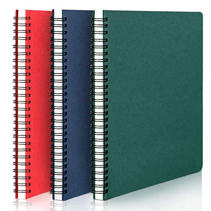 EUSOAR Spiral Lined Notebook, A5 3packs 5.5"X8.3" 120 Pages Lined Travel Writing Notebooks Journal, Memo Notepad Sketchbook, Students College Office Business Subject Diary Ruled Book Journal-3 Colors - color: Red, Green and Royal Blue, size: 3 Packs