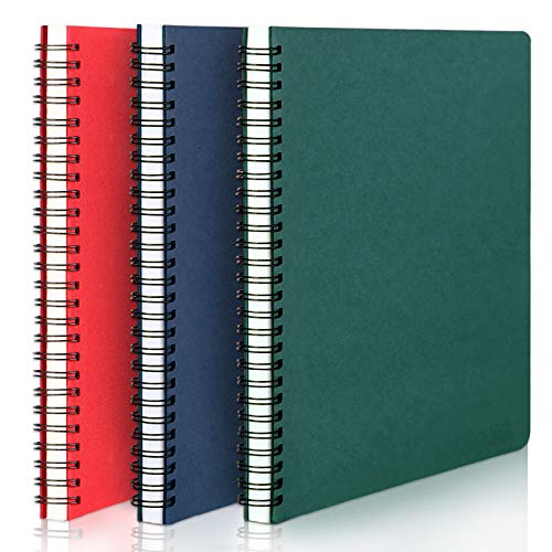 EUSOAR Spiral Lined Notebook, A5 3packs 5.5"X8.3" 120 Pages Lined Travel Writing Notebooks Journal, Memo Notepad Sketchbook, Students College Office Business Subject Diary Ruled Book Journal-3 Colors - color: Red, Green and Royal Blue, size: 3 Packs