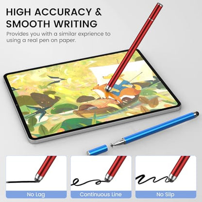 MEKO 4 Pack Stylus Pens for Touchscreens, 2-in-1 High Sensitivity&Precision Capacitive Stylus Pens for iPad iPhone Android Smartphone Tablets All Touchscreen Devices(4 Stylus + 12 Tips) | 4 Pack, 2-in-1 High Sensitivity, Capacitive Stylus Pens for iPad iP