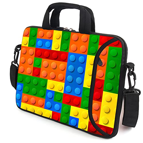 AMARY 13" 13.3" laptop sleeve chromebook case adjustable shoulder strap with handle accessory pocket (Puzzle) - color: Puzzle