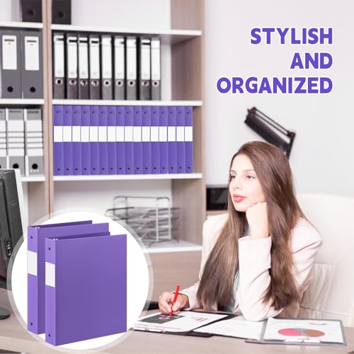 Henoyso 36 Pcs Purple 1.5 Inch 3 Ring Plastic Binder Bulk, 1 1/2 Inch Soft Flexible Binders Three Round Rings Fit 8.5x11 Papers for School Office Home File Organization Supplies - color: Purple