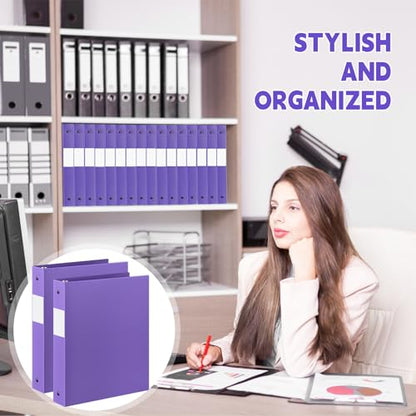 Henoyso 36 Pcs Purple 1.5 Inch 3 Ring Plastic Binder Bulk, 1 1/2 Inch Soft Flexible Binders Three Round Rings Fit 8.5x11 Papers for School Office Home File Organization Supplies - color: Purple