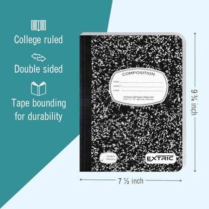 EXTRIC Composition Notebook College Ruled 6 PK Bulk 200 Pages for School - size: 6 Pack, style: College Ruled
