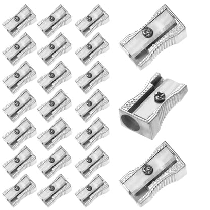 24 Pcs Pencil Sharpener Handheld Metal Mini Pencil Sharpeners Single Hole Rectangular Small Sharpeners Pencil Sharpening Bulk Manual Pencil Sharpener for Graphite Colored Pencils Wood-cased Pencils