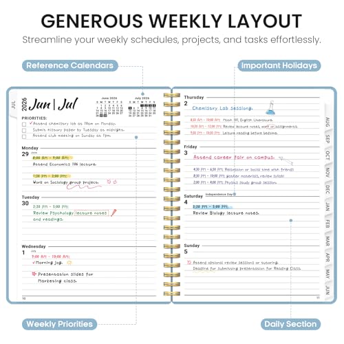Planner 2026-2027, 8.5" x 11" Weekly and Monthly Academic Year Planner Calendar, July 2026 - June 2027, Hardcover Large School Planning Agenda With Tabs, Perfect for School & Office Supplies, A4, Baby Blue - color: G-Baby Blue, size: A4(8.5"x11")