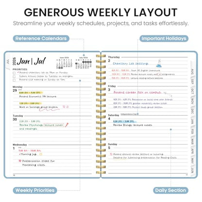 Planner 2026-2027, 8.5" x 11" Weekly and Monthly Academic Year Planner Calendar, July 2026 - June 2027, Hardcover Large School Planning Agenda With Tabs, Perfect for School & Office Supplies, A4, Baby Blue - color: G-Baby Blue, size: A4(8.5"x11")