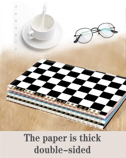 Spiral Journal Notebook,A5 Hardcover Lined Journals for Women Girl 6 x 8.3 in,120 Pages Thick Paper,Cute College Ruled Writing Notebook for Gifts Office Work School(Black White Checkered Plaid) - color: Black White Checkered Plaid