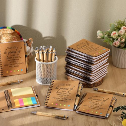 10 Sets Inspirational Notebooks Bulk Back to School Spiral Notebook with Notepad and Bamboo Pen Team Appreciation Gift for Office Teacher Employee Social Worker Student (May You Be Proud) - style: May You Be Proud
