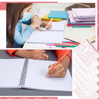 AmazingSpark 6 Pack Lefty Preppy Notebook Cute Bow Coquette Journal 7" x 9" College Wide Ruled 110 Pages Left Handed Aesthetic School Supplies Gifts for Teens Girls Women(Spiral,Pink Bow) - color: Pink Bow, style: Spiral
