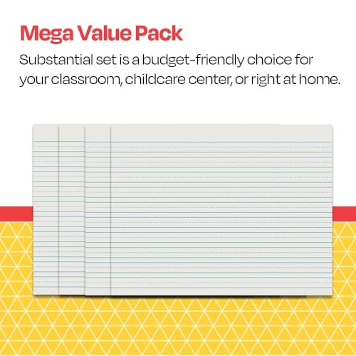 School Smart Skip-A-Line Ruled Writing Paper, 1/2 Inch Ruled Long Way, 11 x 8-1/2 Inches, Pack of 500,White - size: 11" x 8.5" - 1/2" Ruled