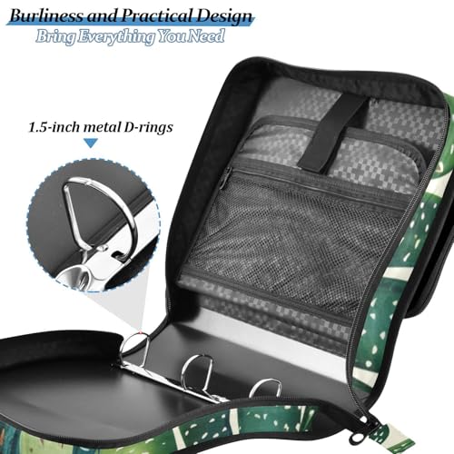 ALAZA Cactus Green Plants Zipper Binder 3 Ring Binder with 500 Sheet Capacity for School, College, Office