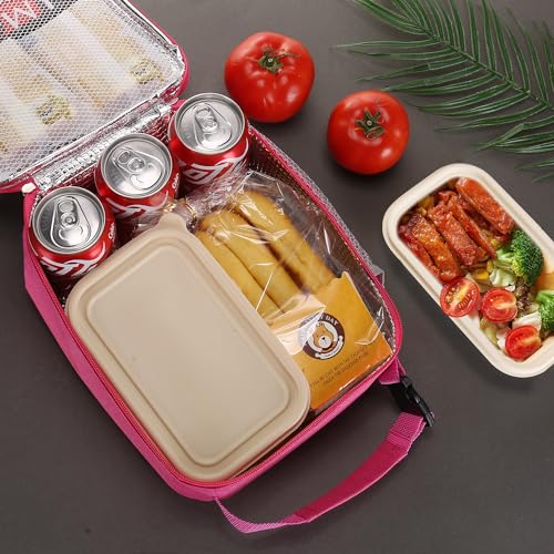 Lovoeo Lunch box Lunch bag for men women Insulated Lunchbox Lunch bags for Work Picnic Travel(Rose red) - color: Rose Red