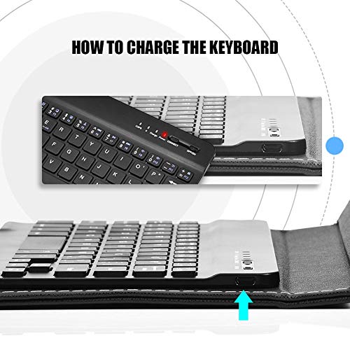 Portable Bluetooth Keyboard with Leather Case Cover with for 4.5''-6.8'' iOS, Android and Windows Smart Phones, Detachable with Kickstand - color: Black