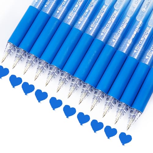 12Pcs Retractable Erasable Gel Pens Clicker,Fine Point 0.7mm Smooth Writing Pens,For Writing Journaling Taking Notes School Office Home. (12Blue) - color: 12Blue